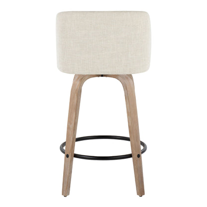 Counter stools set of 2 by HouseOfZazla with beige fabric and wood legs on Tampa Garden Store on Tampa Home & Garden Store