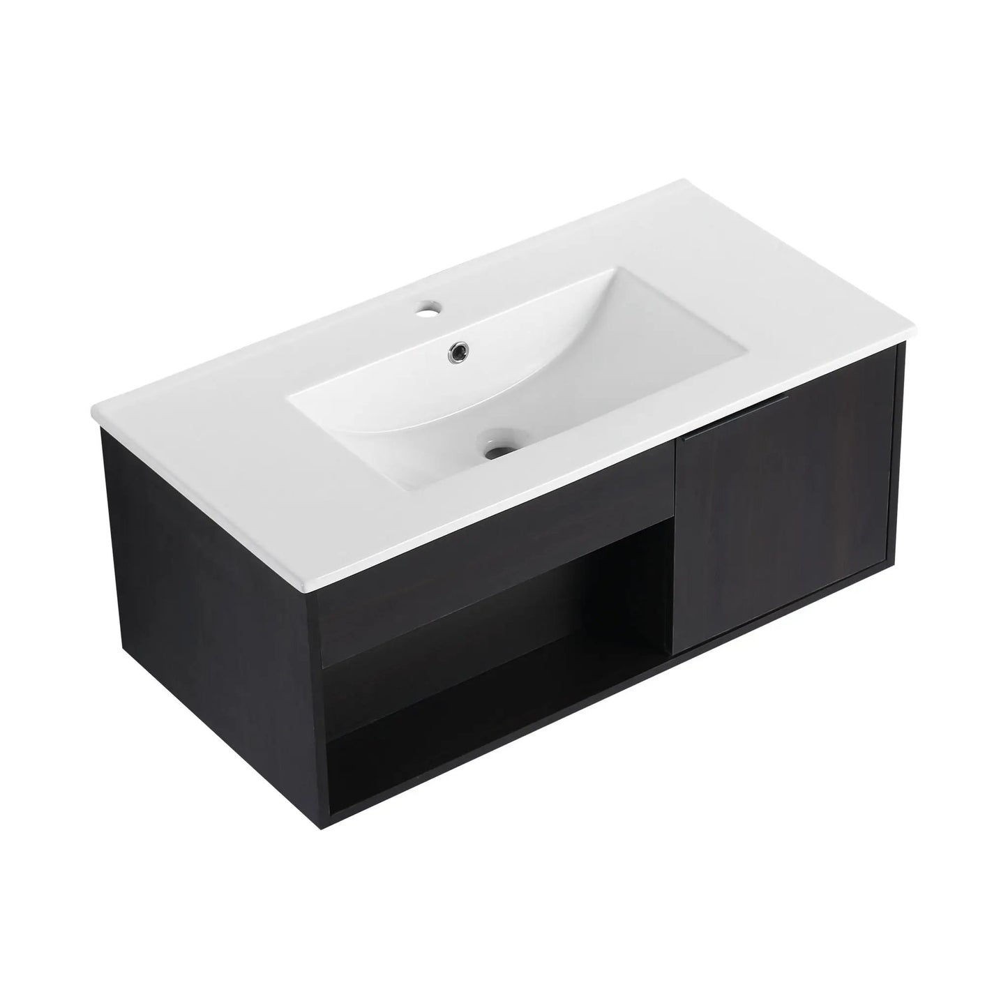 Wall Mounted Floating Vanity With Open Shelf