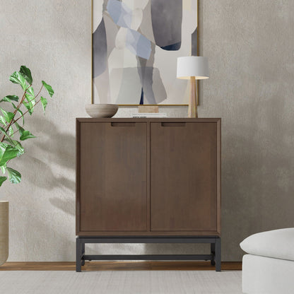 Banting Storage Cabinet by HouseOfZazla, brown wood veneer accent cabinet with two doors on Tampa Home & Garden Store