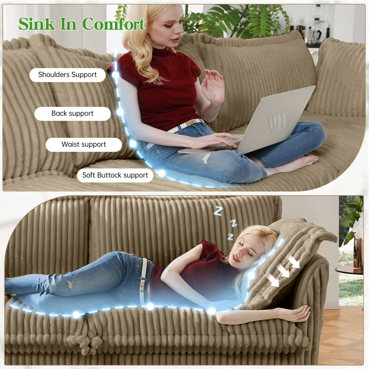 Plush and a Cozy Slipcovered Four Seater Couch