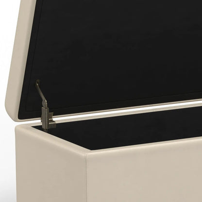 Avalon multifunctional storage ottoman bench cream faux leather with black interior on Tampa Home & Garden Store