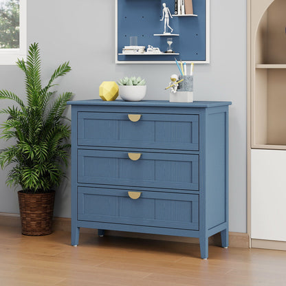 Classic blue hand-stained 3-drawer accent cabinet on Tampa Home & Garden Store