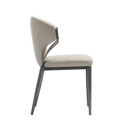 Kirsten Dining Chair Set of 2 with taupe faux-leather upholstery and dark metal frame on Tampa Home & Garden Store