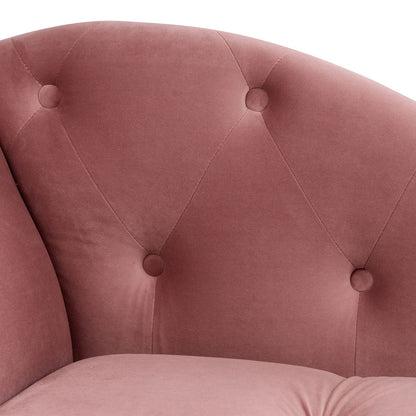 Tufted pink velvet chaise lounge with diamond tufting and round buttons, premium foam on Tampa Home & Garden Store