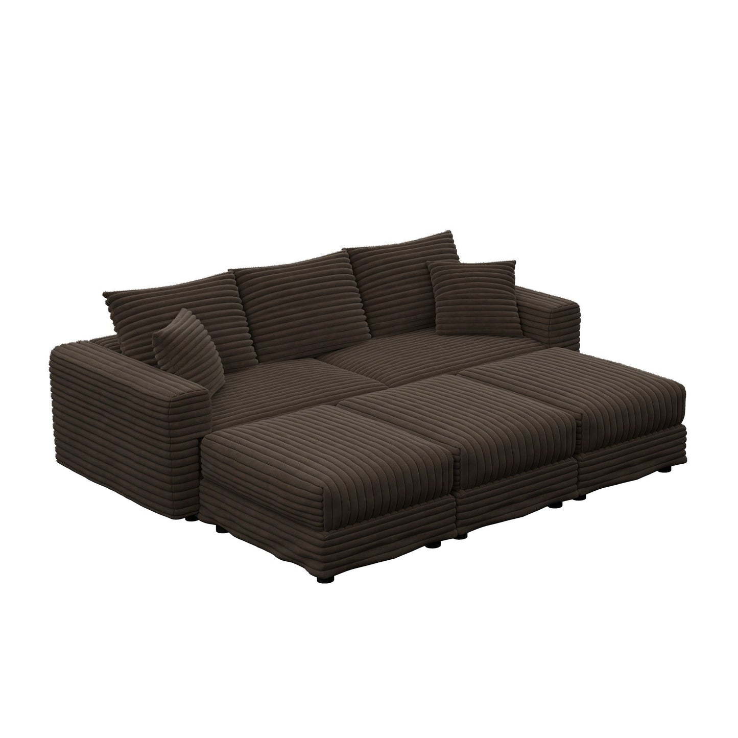 Deep Seat Sofa Bed With Ottoman and Soft Pillows