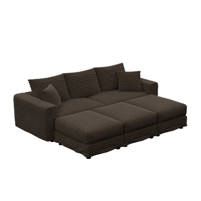 Deep Seat Sofa Bed With Ottoman and Soft Pillows