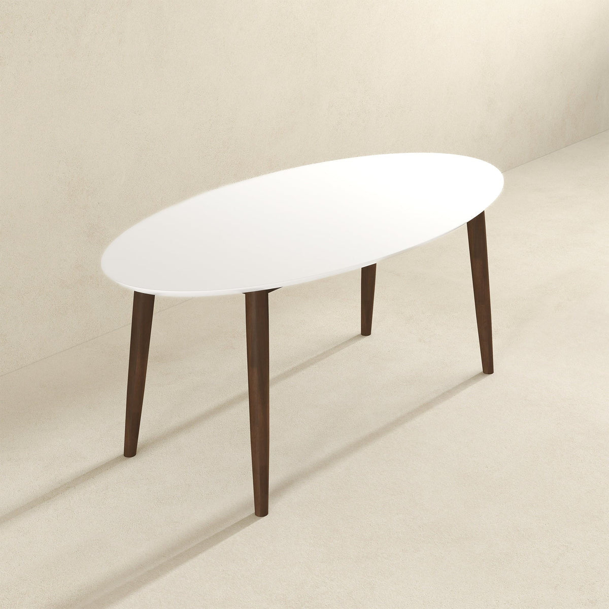Mid-Century Oval Dining Table white top with solid wood legs HouseOfZazla on Tampa Home & Garden Store