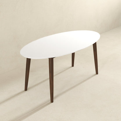 Mid-Century Oval Dining Table white top with solid wood legs HouseOfZazla on Tampa Home & Garden Store