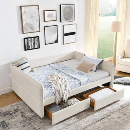 Upholstered Daybed and Two Foam Storage Drawers