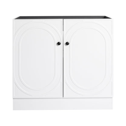 Freestanding bathroom vanity with soft close by HouseOfZazla white cabinet with black countertop on Tampa Home & Garden Store