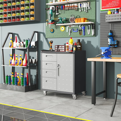 Sturdy metal tool storage cabinet with wheels gray steel rolling tool chest by HouseOfZazla on Tampa Home & Garden Store