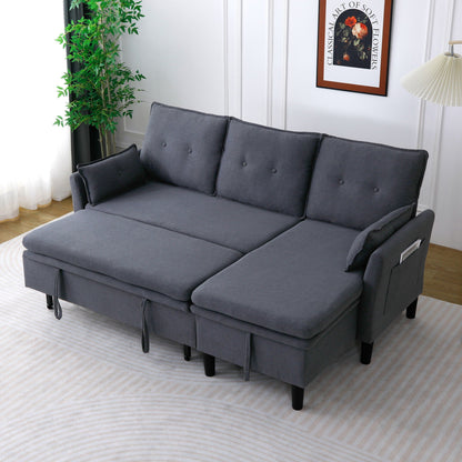 L-Shaped Reversible Chaise Sectional Sofa With Storage dark gray fabric HouseOfZazla on Tampa Home & Garden Store