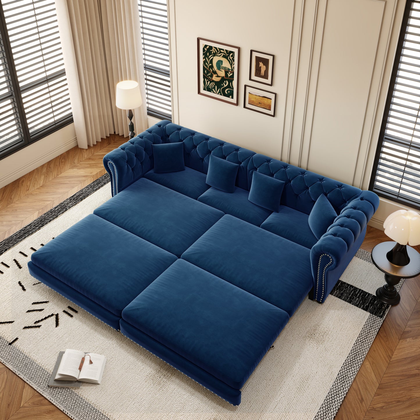 Chesterfield Velvet Pull Out Bed For A Room