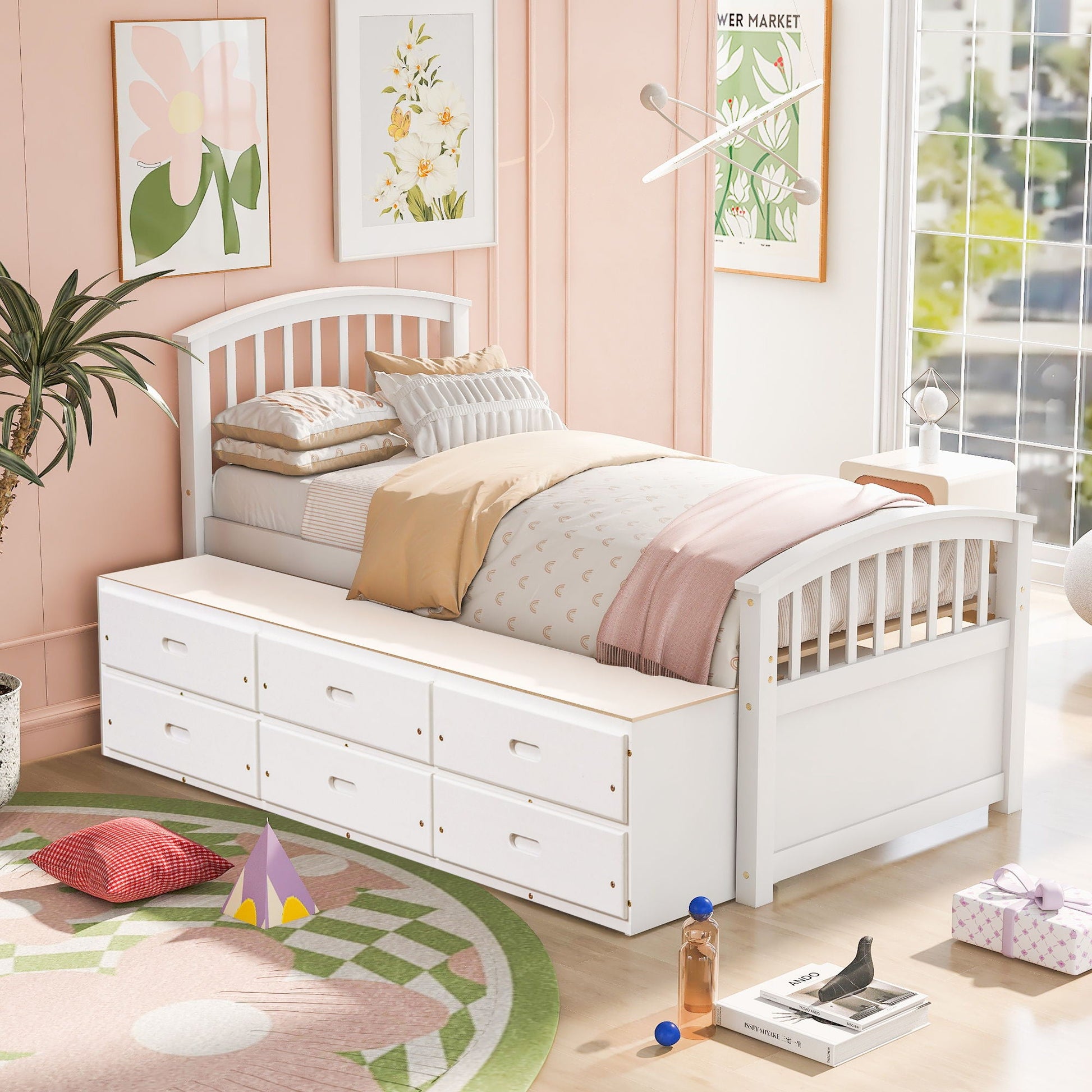 Platform storage bed solid wood with 6 drawers in white by HouseOfZazla on Tampa Home & Garden Store
