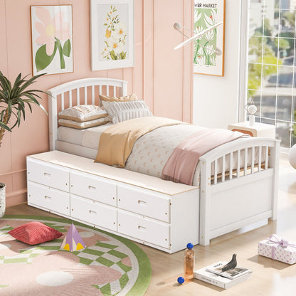 Platform storage bed solid wood with 6 drawers in white by HouseOfZazla on Tampa Home & Garden Store