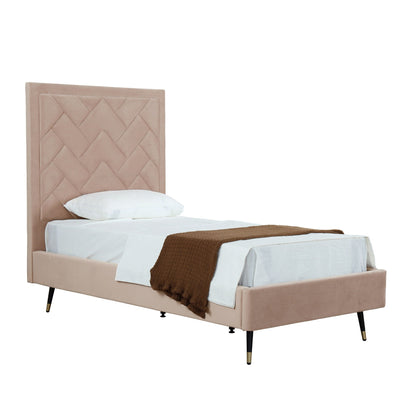 Crosby bed with blush pink upholstered headboard and slats by HouseOfZazla on Tampa Home & Garden Store