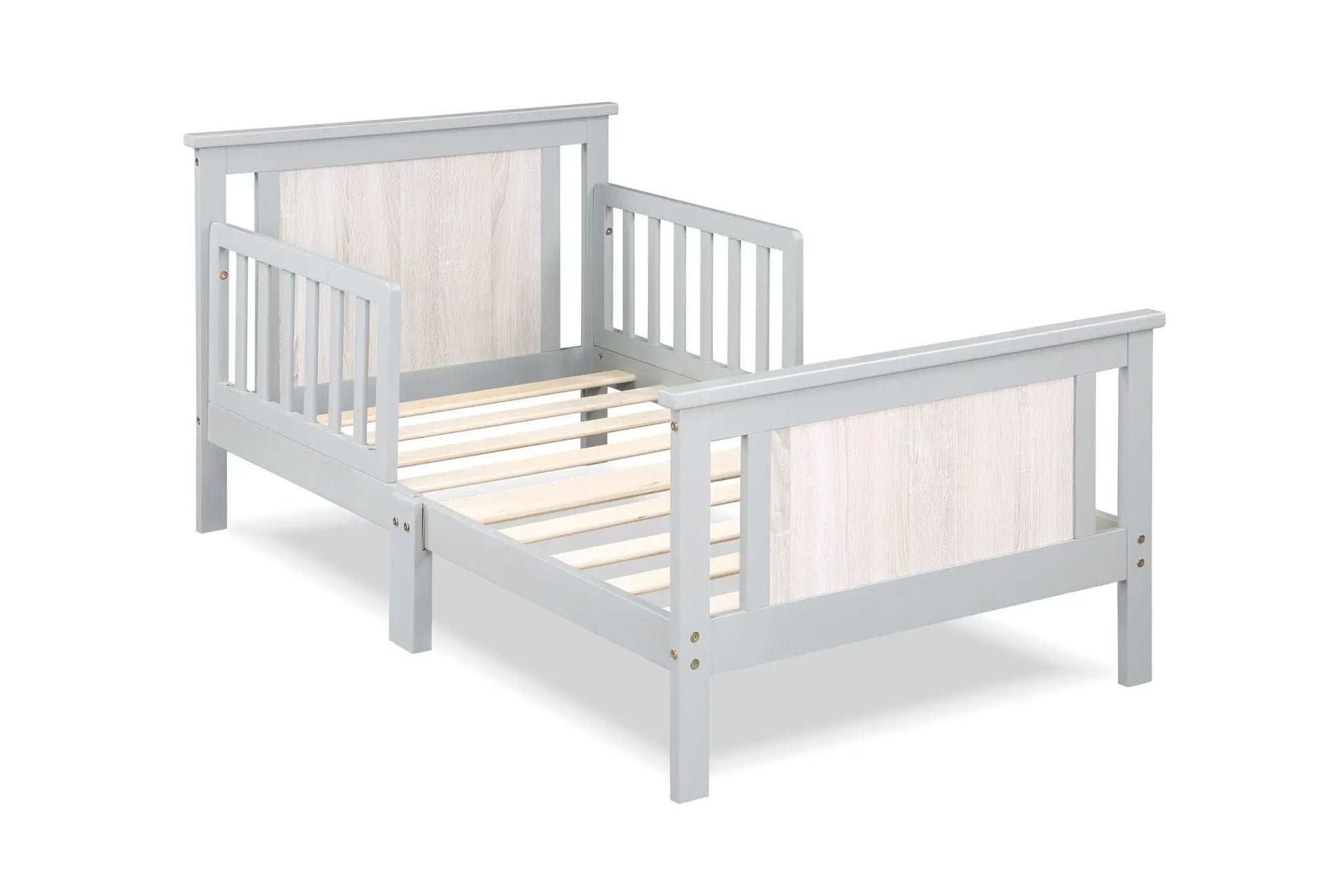 Connelly reversible panel toddler bed by Unique Piece Furniture in light gray wood panel on Tampa Home & Garden Store