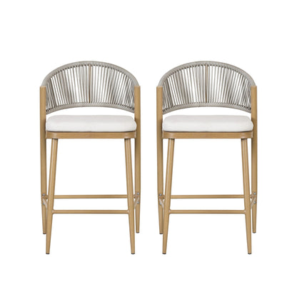 Outdoor Counter Stools with Wicker and Metal