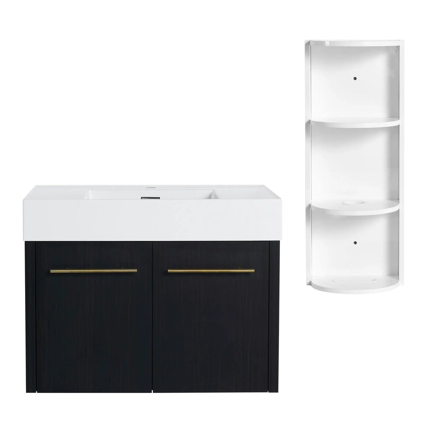 Modern Wall Mounted Vanity with Resin Sink Rack