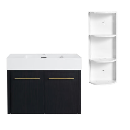 Wallmount bathroom vanity with white resin sink and black base two-piece set HouseOfZazla on Tampa Home & Garden Store