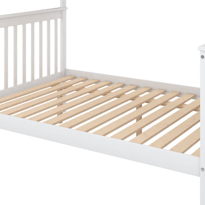 Bunk Bed With Staircase white wood frame with slatted bed base by HouseOfZazla on Tampa Home & Garden Store