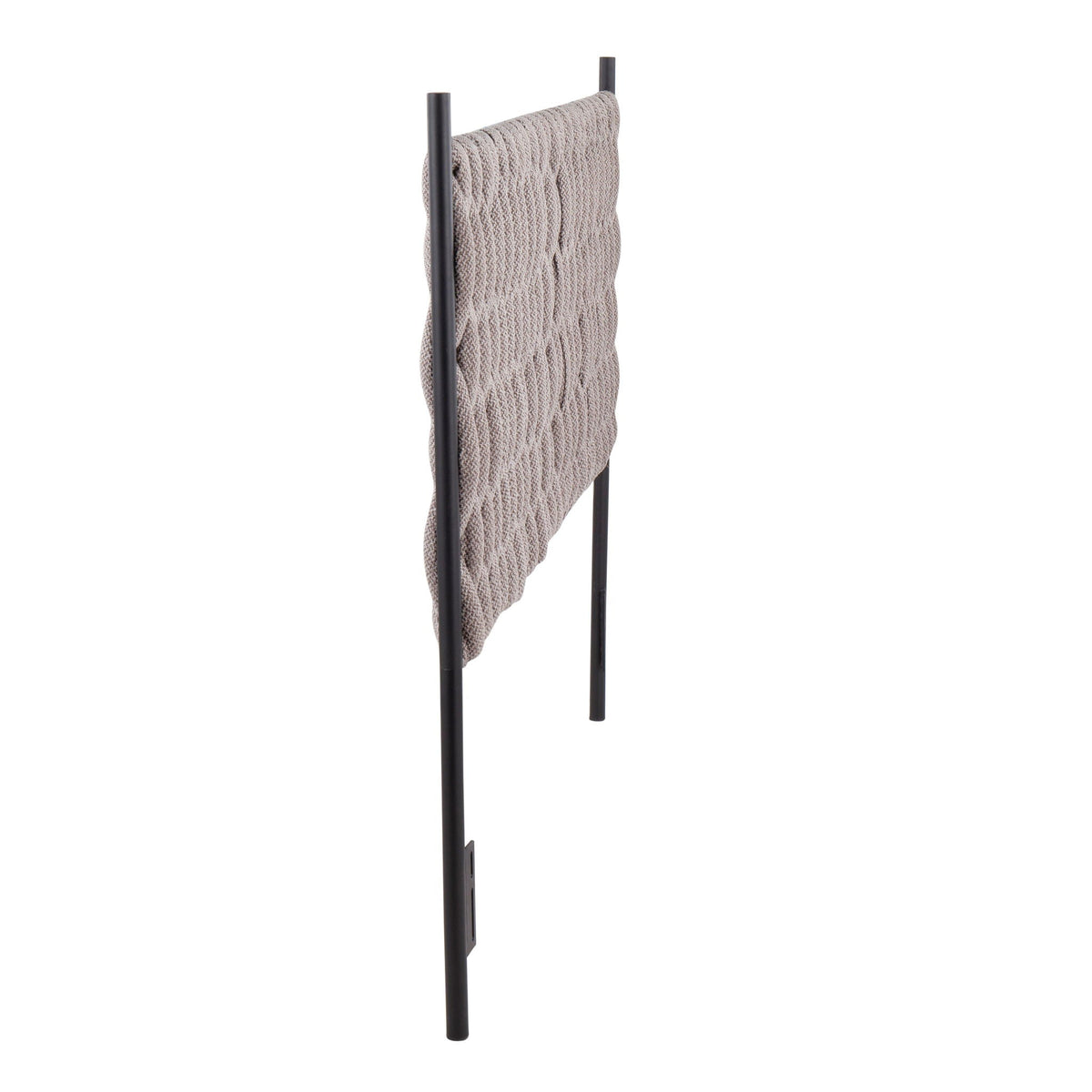 Braided Matisse Upholstered Queen Headboard with black metal frame in taupe fabric on Tampa Home & Garden Store