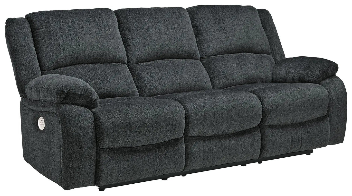 Draycoll reclining sofa, charcoal fabric, 3-seat with plush cushions by Unique Piece Furniture on Tampa Home & Garden Store