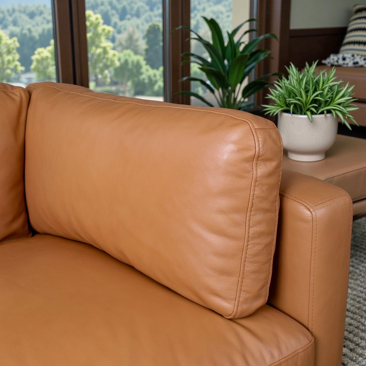 Bellrose Mid Century Modern Genuine Leather Sofa