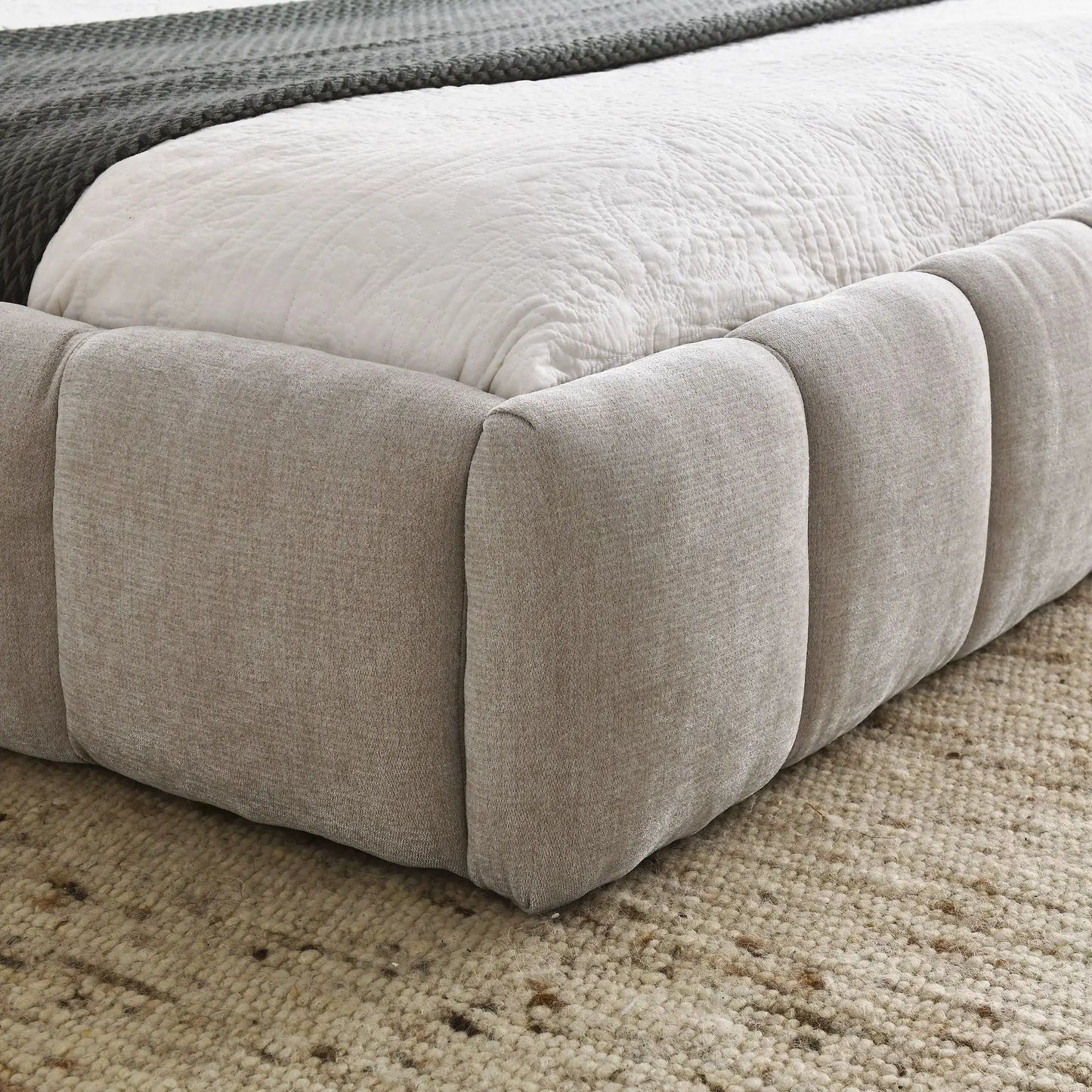 Modern Platform Bed Frame with Thick Fabric