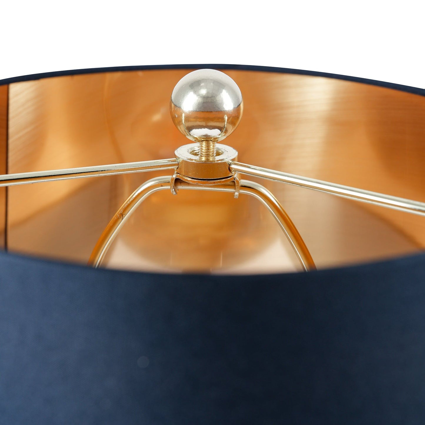Desk lamp navy blue shade with brass frame and clear bulb, HouseOfZazla table lamp on Tampa Home & Garden Store