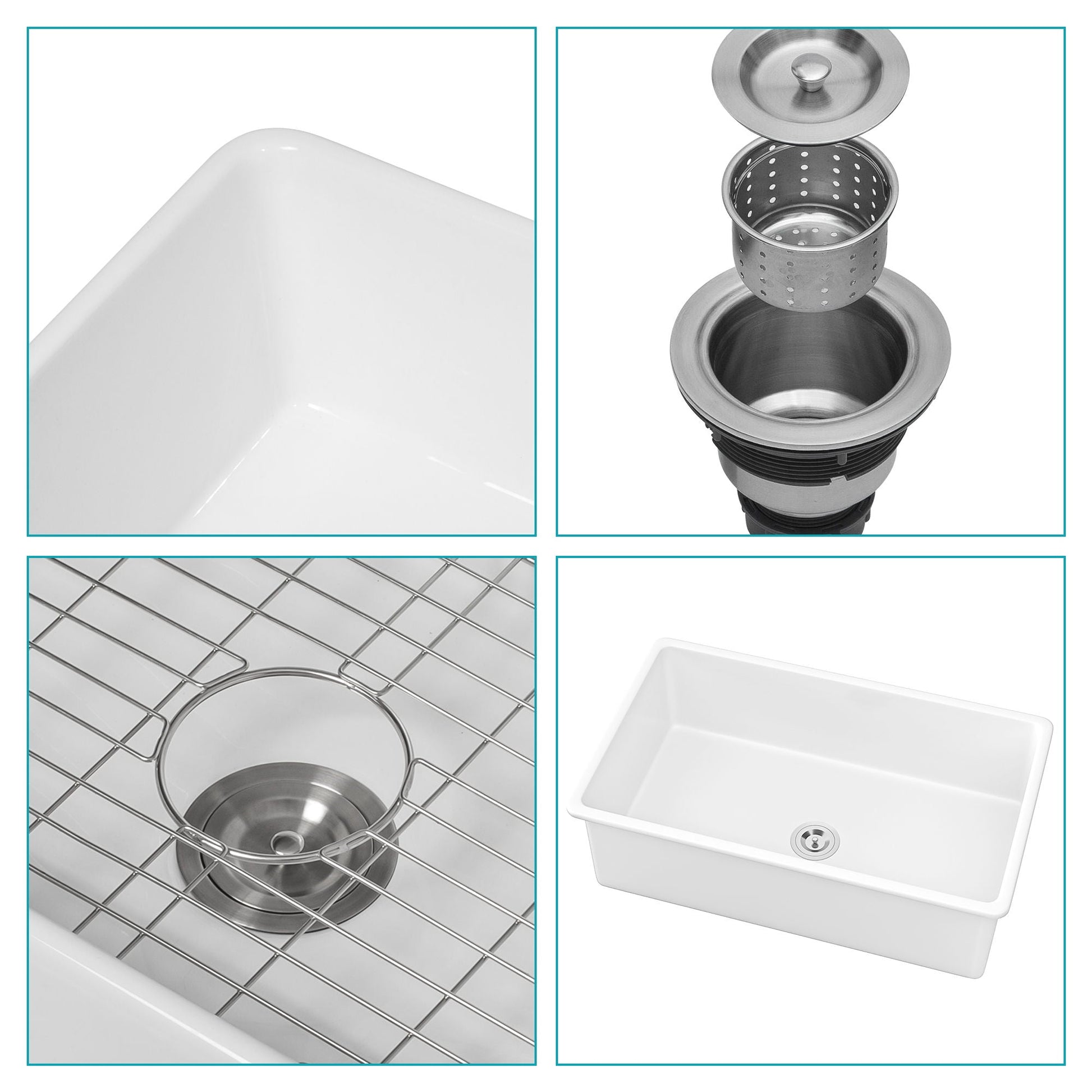 Farmhouse apron-front ceramic undermount sink with single bowl and drain HouseOfZazla on Tampa Home & Garden Store
