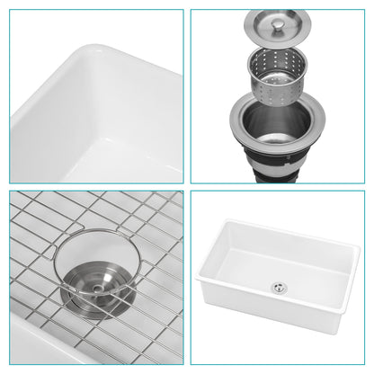 Farmhouse apron-front ceramic undermount sink with single bowl and drain HouseOfZazla on Tampa Home & Garden Store