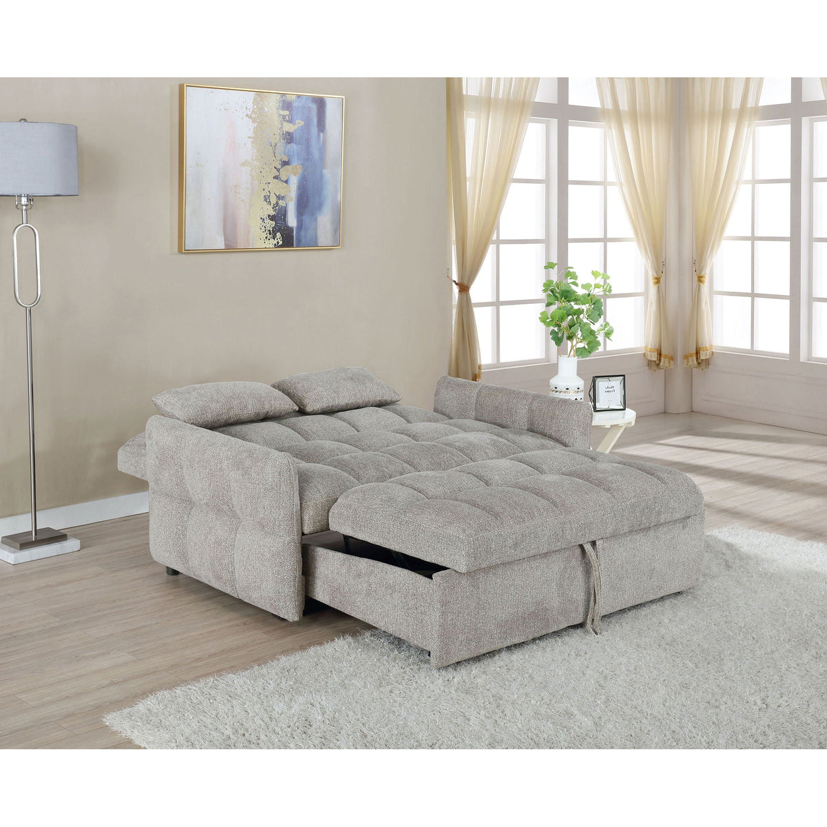 Alvara Tufted Pull Out Sofa With Memory Foam