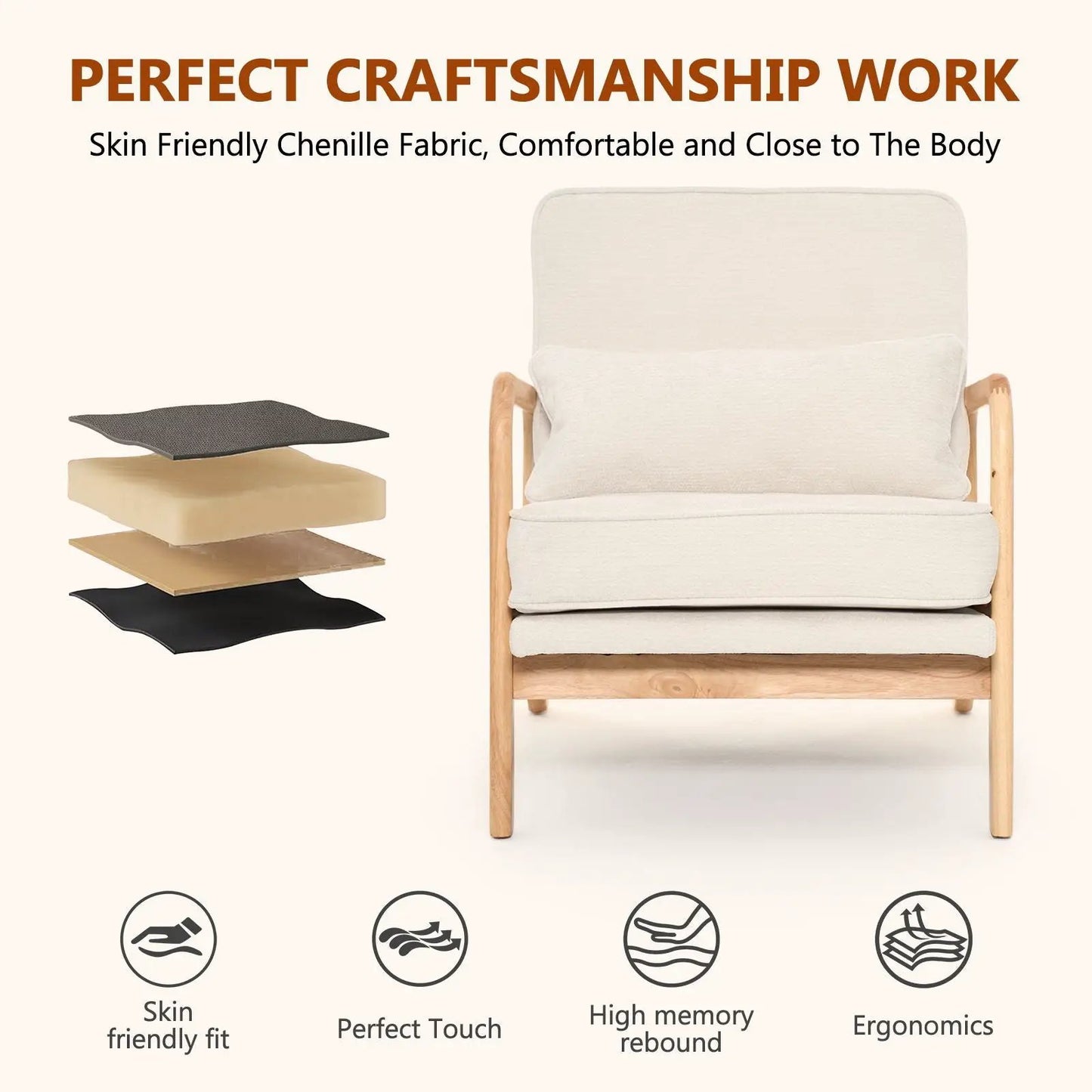 Upholstered Living Room Chair With Lumbar Cushion