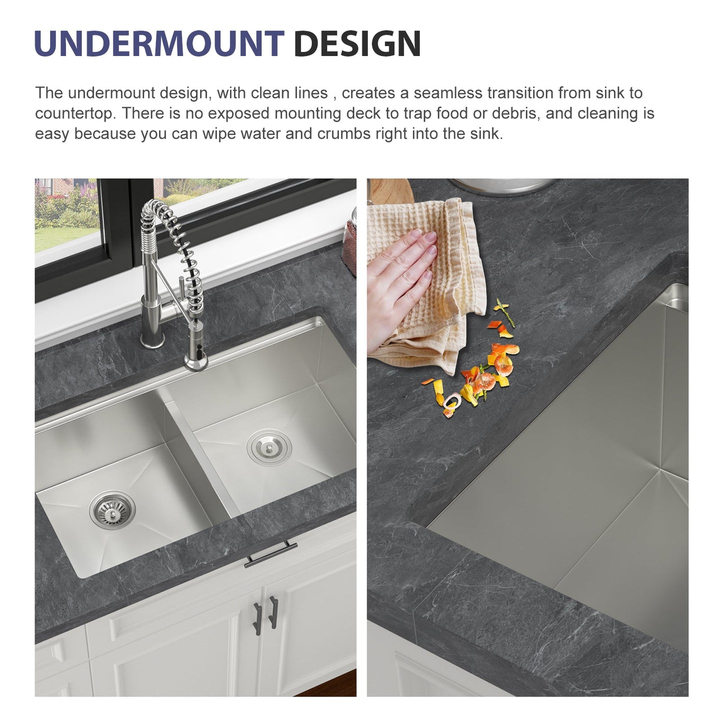 33 Inch Double Bowl And Undermount Stainless Sink