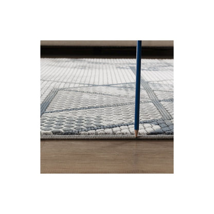Modern 3D Geometric Ivory Gray Area Rug by HouseOfZazla on wood floor on Tampa Home & Garden Store