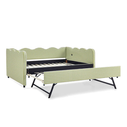 Gingham Daybed With USB Port and Wave Design