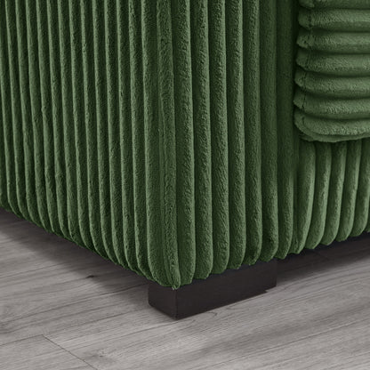 93in L-shaped sectional sofa in green velvet with pleated skirt and dark wood legs on Tampa Home & Garden Store