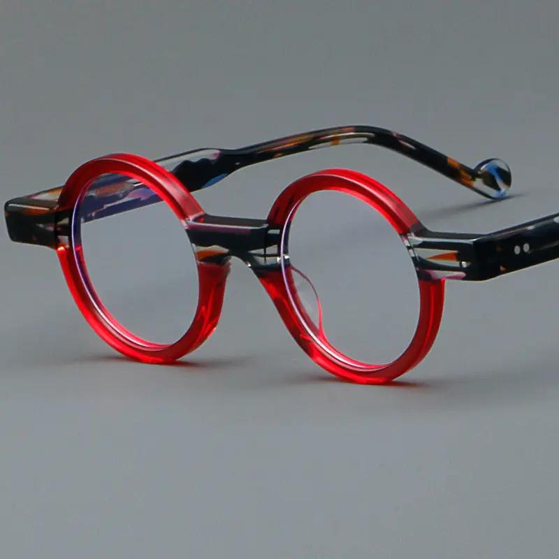 Retro acetate round glasses frame in red translucent with tortoiseshell temples FLIPSTYLEZLLC on Tampa Home & Garden Store