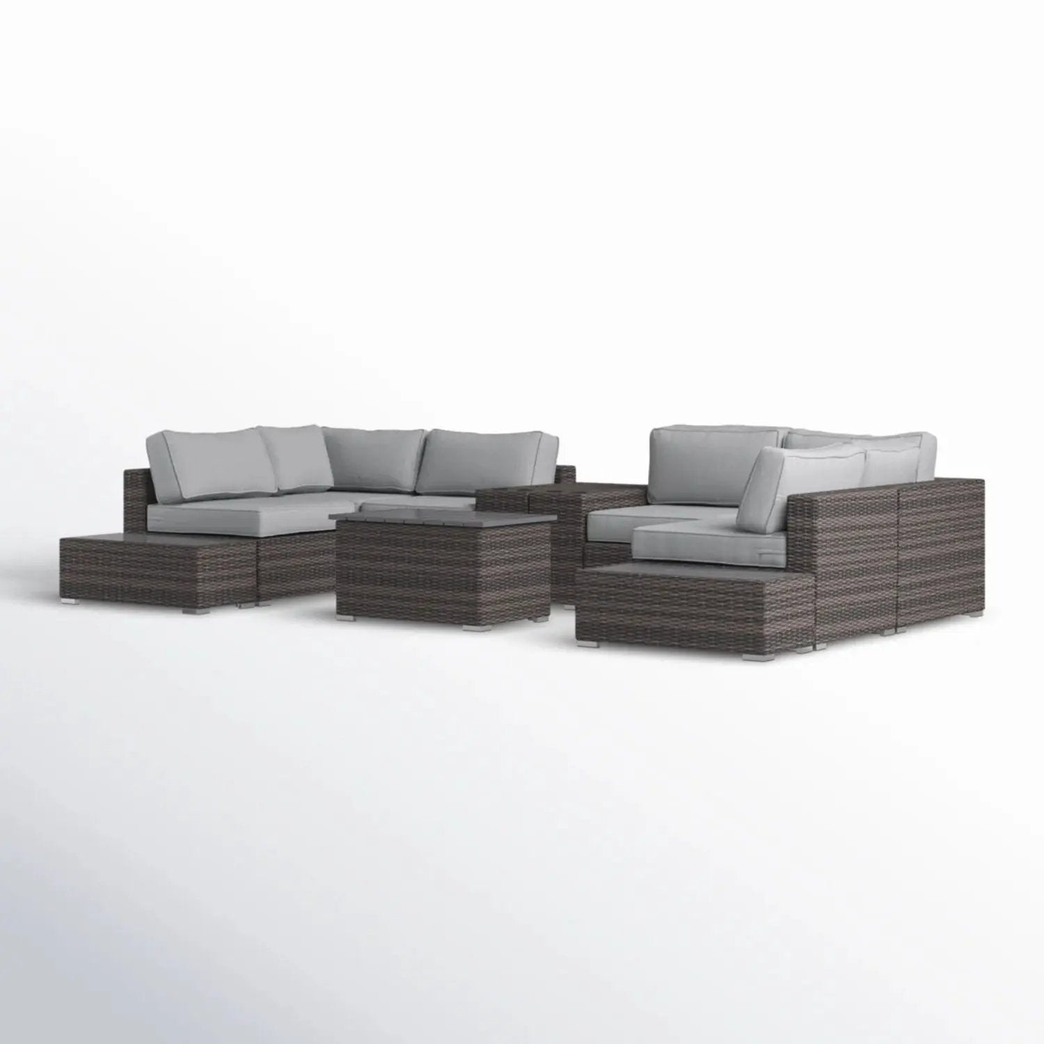 Wicker Sectional Seating Group With Cushions 4pc outdoor set with gray cushions and coffee table on Tampa Home & Garden Store