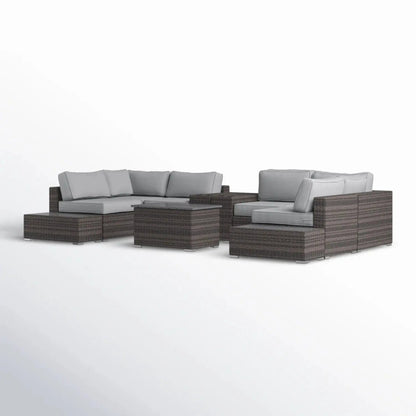 Wicker Sectional Seating Group With Cushions 4pc outdoor set with gray cushions and coffee table on Tampa Home & Garden Store