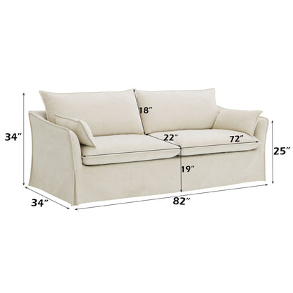 Shane Upholstered Sofa with Beige Accent Pillows