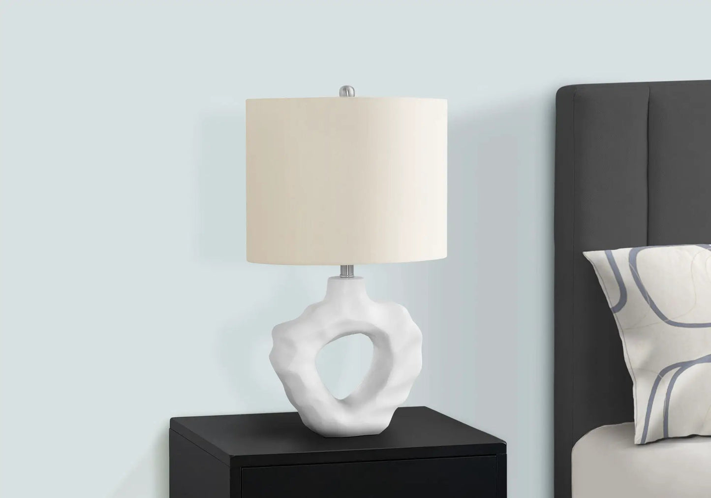Table lamp cream shade with white sculptural ceramic base modern Unique Piece Furniture on Tampa Home & Garden Store
