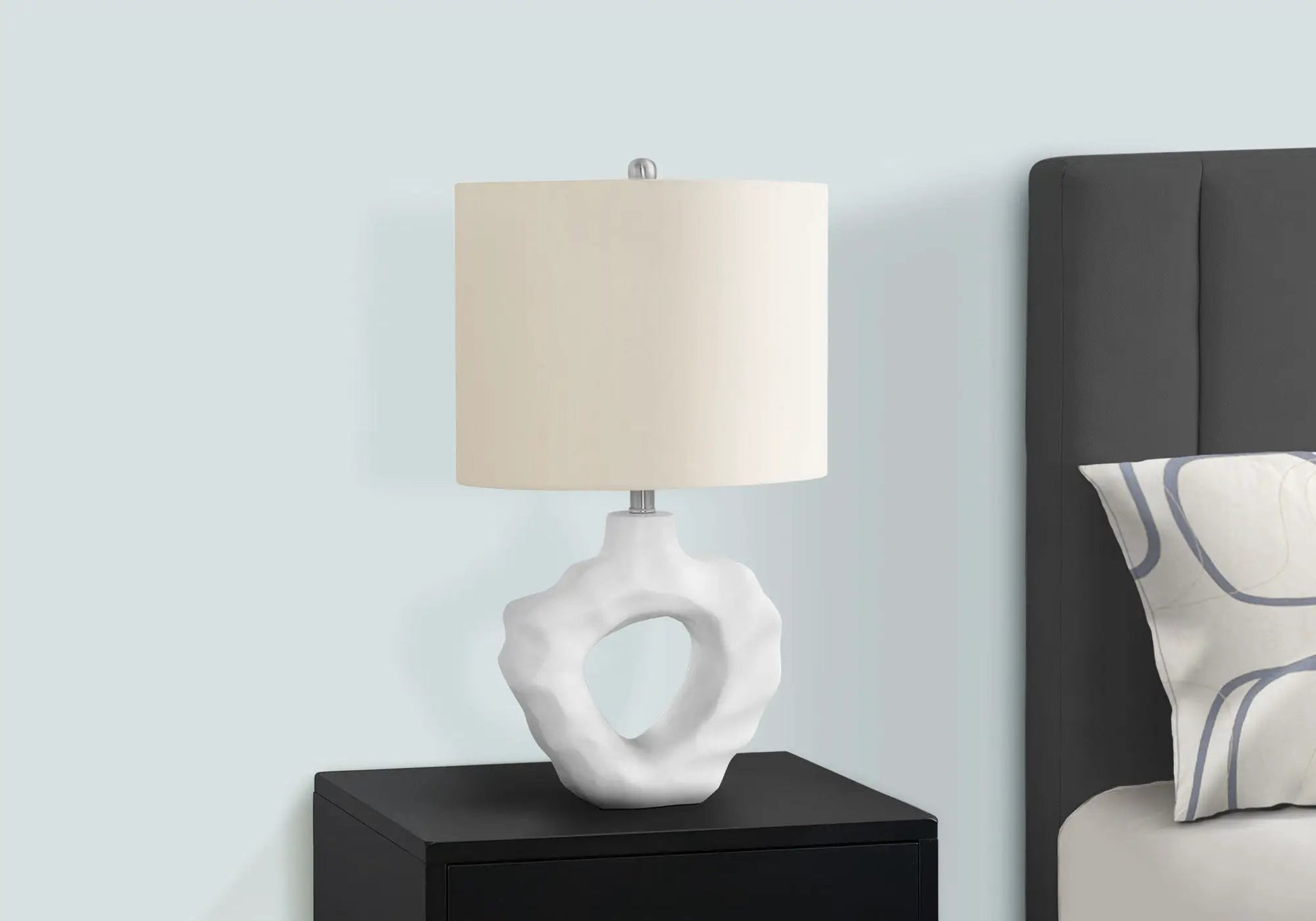 Table lamp cream shade with white sculptural ceramic base modern Unique Piece Furniture on Tampa Home & Garden Store