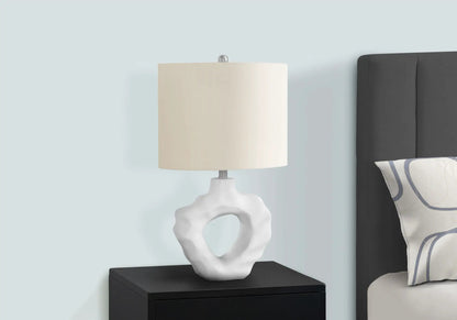 Table lamp cream shade with white sculptural ceramic base modern Unique Piece Furniture on Tampa Home & Garden Store