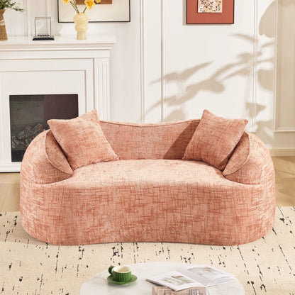 Curved 2 Person Sofa with Armrests and Pillows