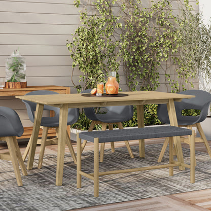Dahlia - Outdoor Indoor Contemporary Bench with natural wood frame and gray woven seat on Tampa Home & Garden Store