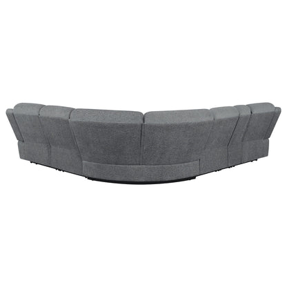 Divine 6 Piece Reclining Sectional by HouseOfZazla in gray fabric with curved chaise lounges on Tampa Home & Garden Store