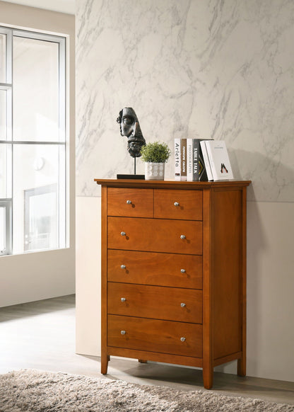 Hammond Chest real wood veneers with dovetail drawers accent chest in warm honey finish on Tampa Home & Garden Store