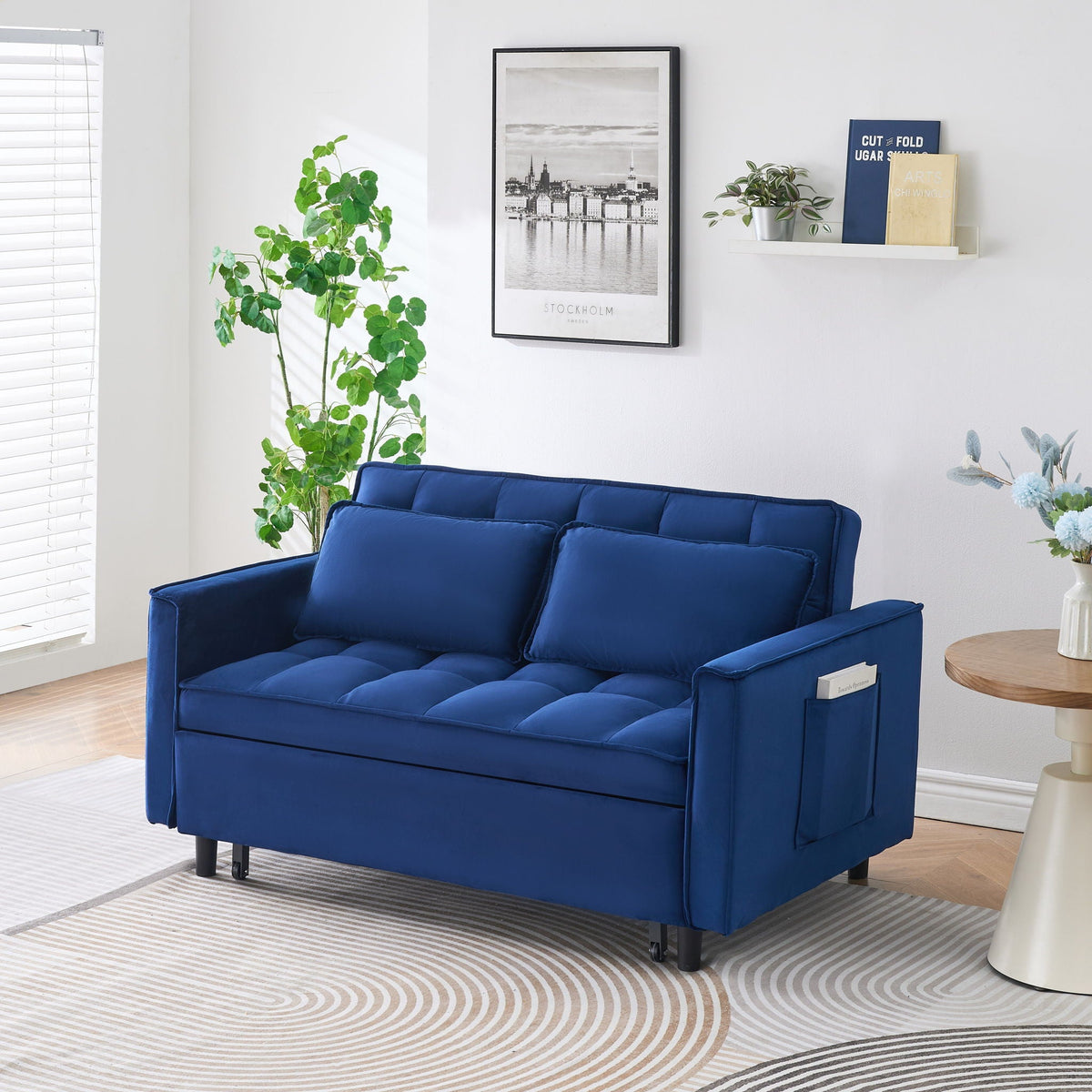 Large 3 In 1 Sofa Bed and Velvet Living Room
